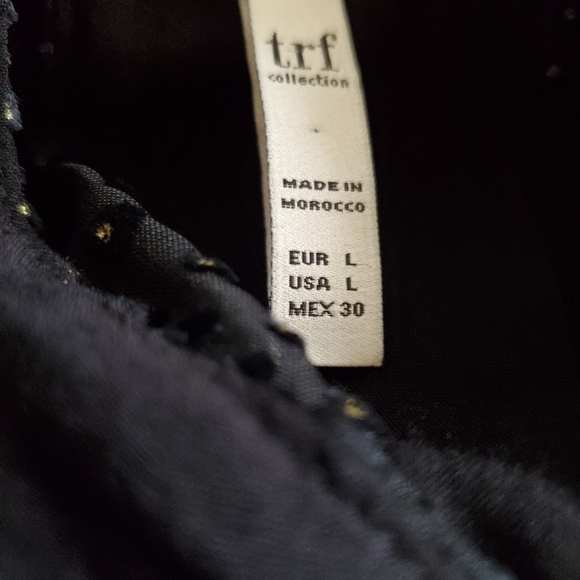 Zara TRF Black Metallic Gold Dot Print Velvet SZ L - Picture 7 of 8